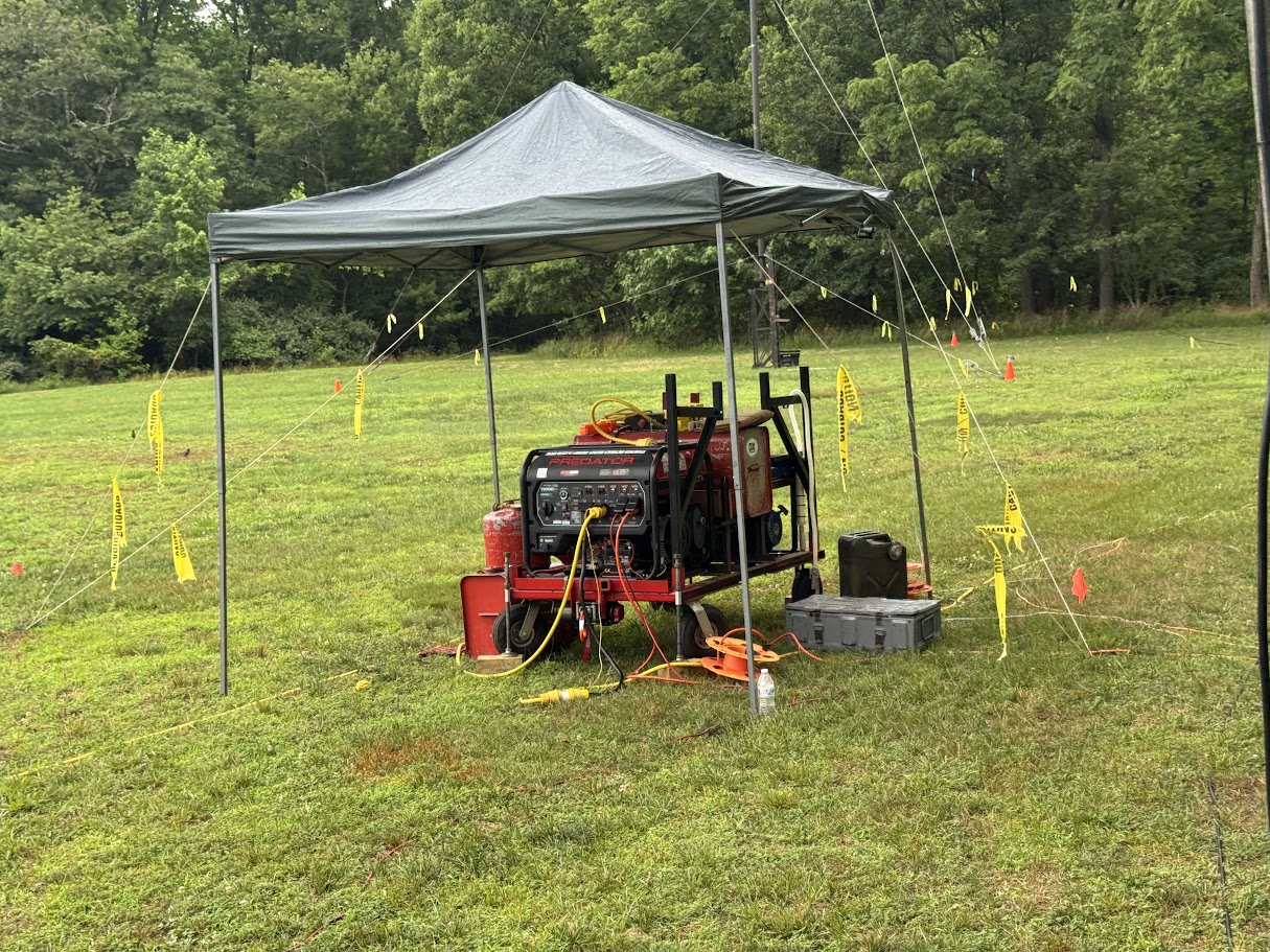 One of SJRA's tri-fuel generators, tented and roped off