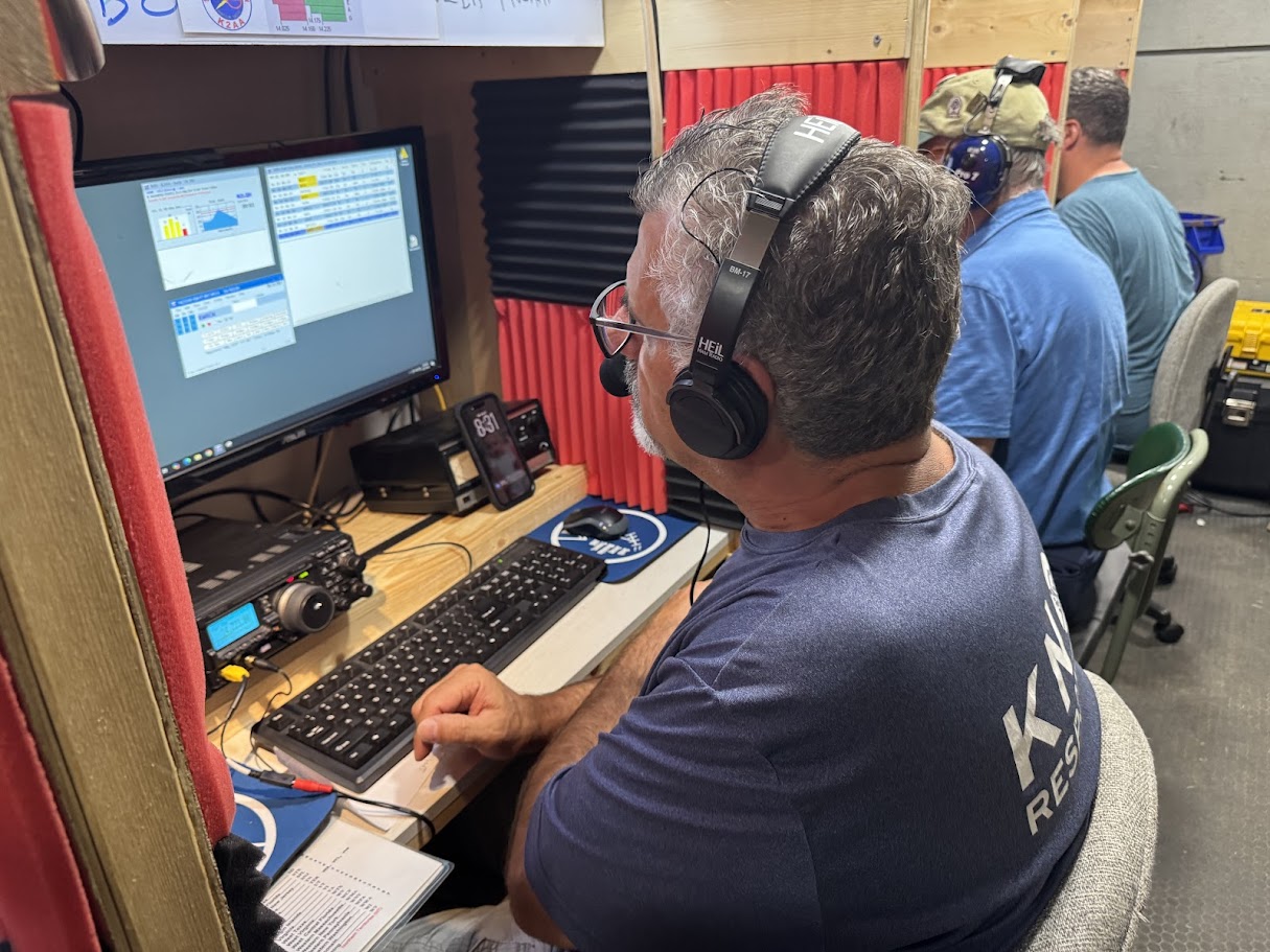 Terry operating 20 meters in the SSB trailer